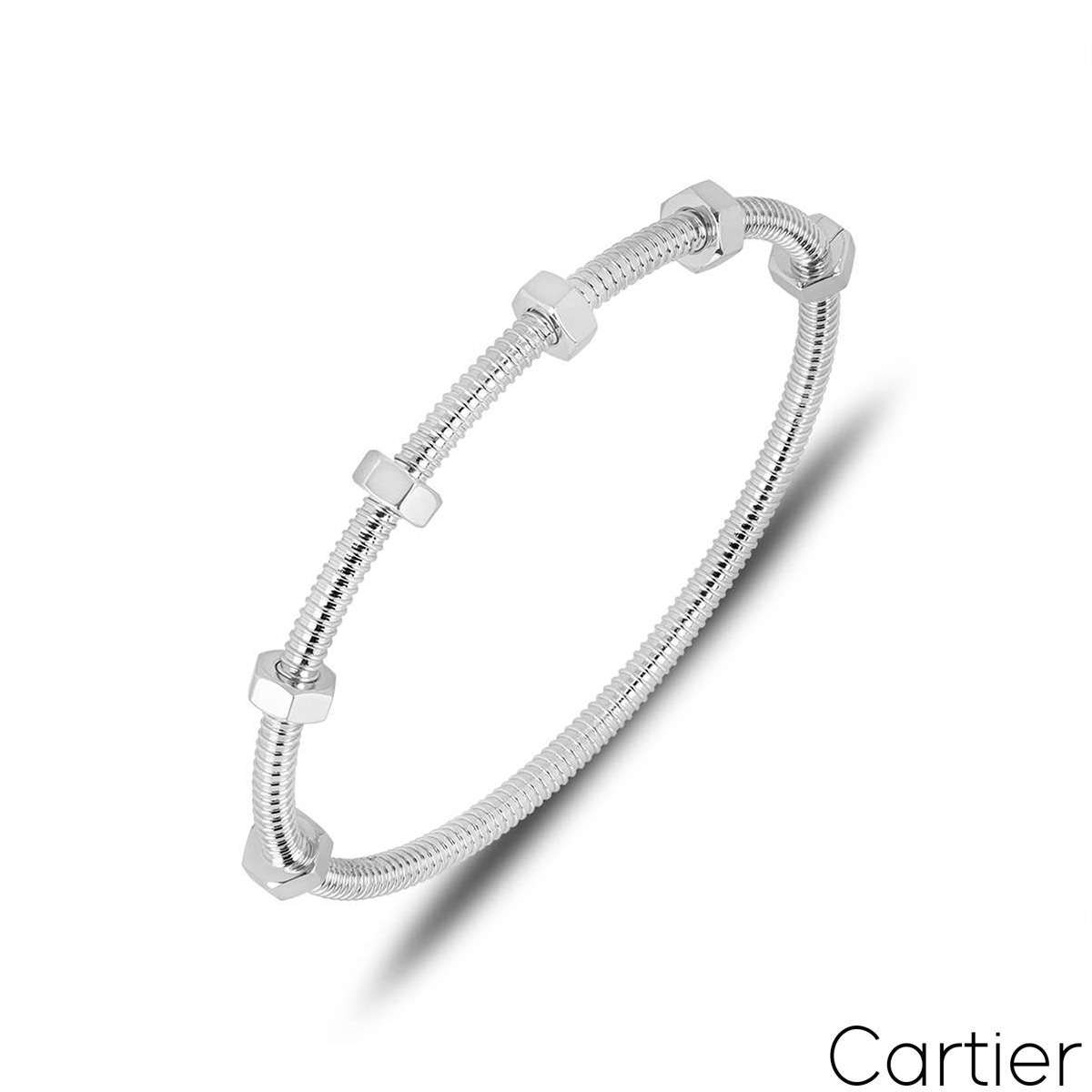 Cartier White Gold Ecrou De Cartier Bracelet Size 19 B6049619